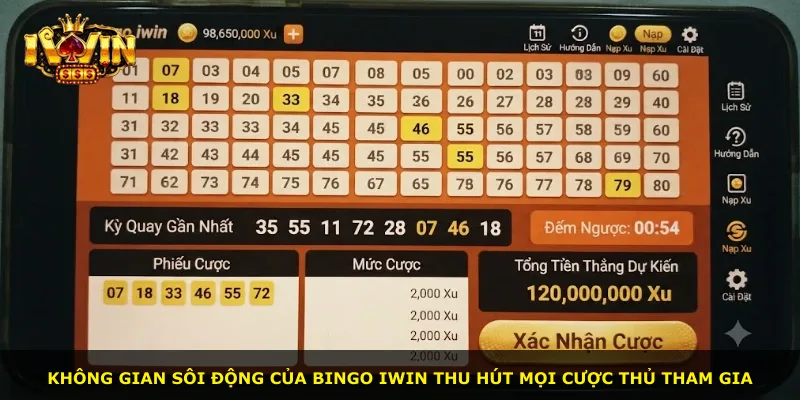 Không gian sôi động của Bingo iWin thu hút mọi cược thủ tham gia