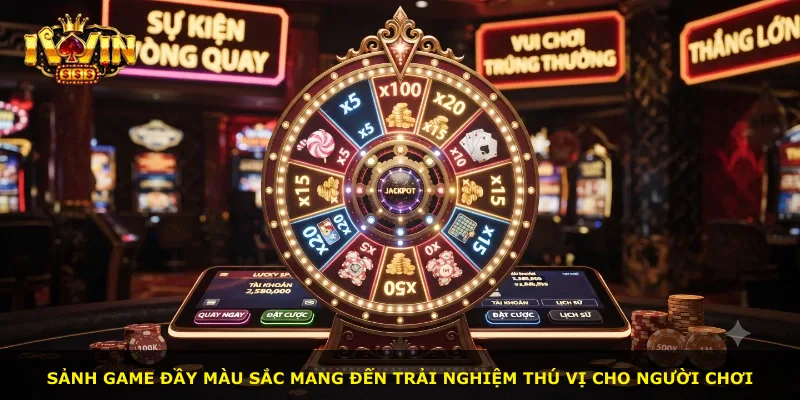 Sảnh game đầy màu sắc mang đến trải nghiệm thú vị cho người chơi