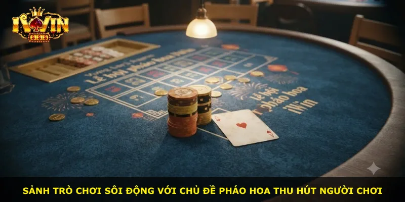 Sảnh trò chơi sôi động với chủ đề pháo hoa thu hút người chơi